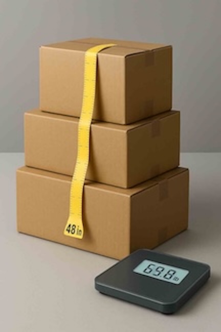 Shipping cost analysis showing the impact of package dimension optimization on surcharge fees